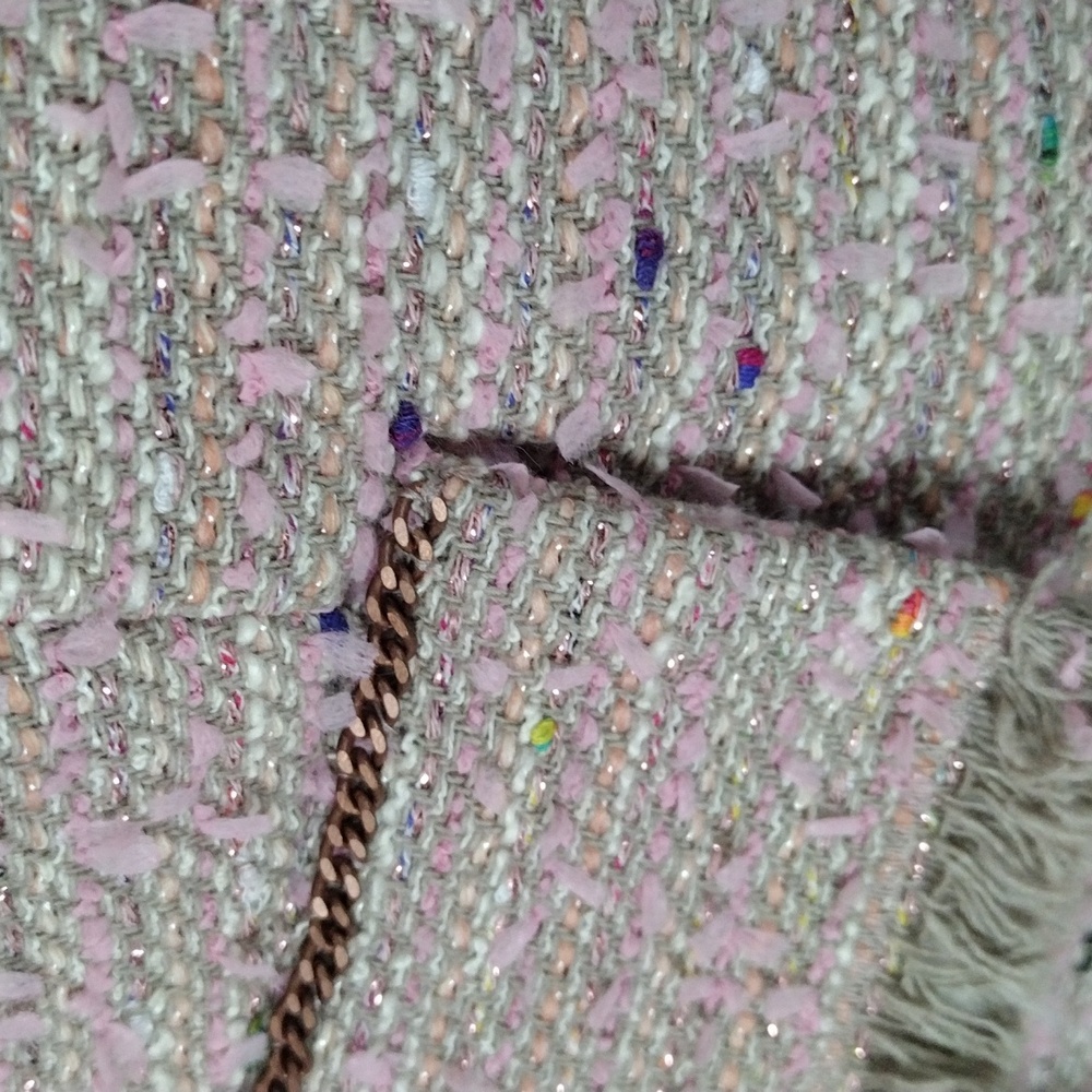 KOBI HALPERIN Fiorellie Fray Tweed Jacket With Chain Trim. Size M - Picture 6 of 16